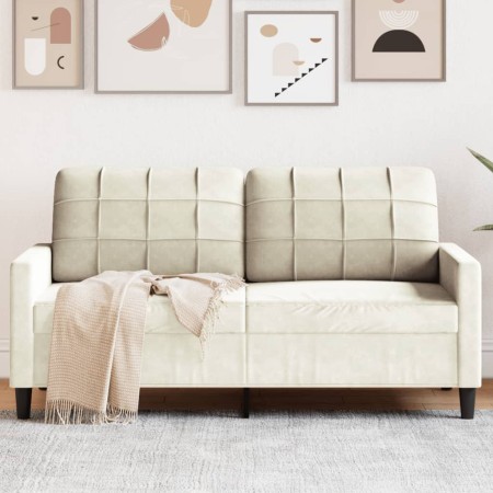 Zweisitzer-Sofa aus cremefarbenem Samtstoff, 140 cm. von , Sofas - Ref: Foro24-4007632, Preis: 248,11 €, Rabatt: %