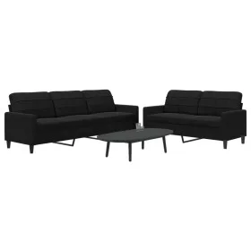 2-piece black velvet sofa set with cushions by , Sofas - Ref: Foro24-3278476, Price: 480,79 €, Discount: %