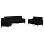 3-piece black velvet sofa set with cushions by , Sofas - Ref: Foro24-3278436, Price: 655,14 €, Discount: %