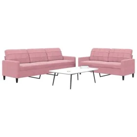 Set of sofas with 2 pink velvet cushions by , Sofas - Ref: Foro24-3278474, Price: 575,72 €, Discount: %