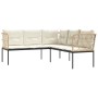 L-shaped garden sofa with black steel and textilene cushions by , Outdoor sofas - Ref: Foro24-4008109, Price: 344,64 €, Disco...