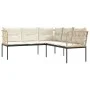 L-shaped garden sofa with black steel and textilene cushions by , Outdoor sofas - Ref: Foro24-4008109, Price: 337,48 €, Disco...