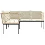 L-shaped garden sofa with black steel and textilene cushions by , Outdoor sofas - Ref: Foro24-4008109, Price: 337,48 €, Disco...