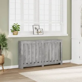 Radiator cover in gray concrete-colored wood, 149x20x82 cm. by , Accessories for heating radiators - Ref: Foro24-852747, Pric...