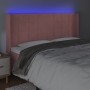 Cabecero con LED de terciopelo rosa 163x16x118/128 cm