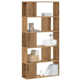 Handcrafted oak wood 5-level bookshelf 80.5x23.5x162.5 cm by , Bookcases and shelves - Ref: Foro24-852779, Price: 80,61 €, Di...