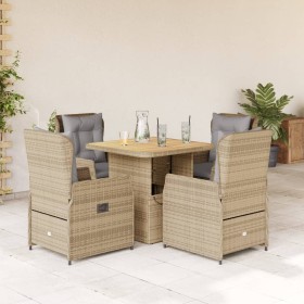 Set comedor de jardín 5 pzas con cojines ratán sintético beige de , Conjuntos de jardín - Ref: Foro24-3262772, Precio: 534,69...