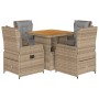 Garten-Essgruppe 5-teilig mit Kissen aus synthetischem Rattan in Beige. von , Gartensets - Ref: Foro24-3262772, Preis: 534,69...