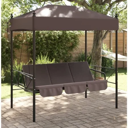 Banco columpio de jardín con toldo acero marrón café de , Balancines de jardín - Ref: Foro24-4008900, Precio: 236,00 €, Descu...