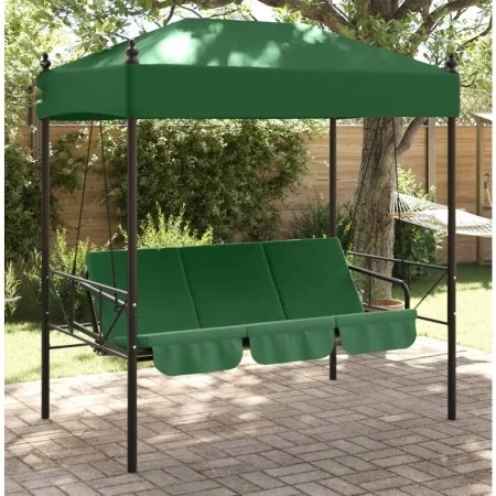 Garden swing bench with green steel canopy by , Garden rockers - Ref: Foro24-4008902, Price: 236,47 €, Discount: %