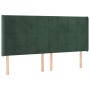 Cabecero con LED de terciopelo verde oscuro 183x16x118/128 cm