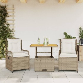 3-piece garden dining set with beige synthetic rattan cushions by , Garden sets - Ref: Foro24-3262919, Price: 313,00 €, Disco...