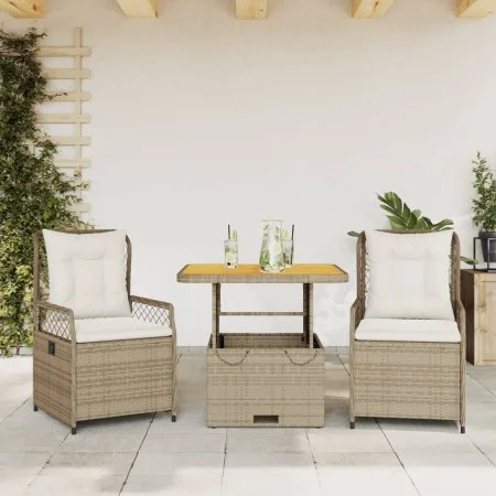 3-piece garden dining set with beige synthetic rattan cushions by , Garden sets - Ref: Foro24-3262919, Price: 338,16 €, Disco...
