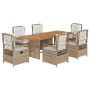 Garten-Essgruppe 7-teilig mit Kissen aus synthetischem Rattan in Beige. von , Gartensets - Ref: Foro24-3262938, Preis: 811,34...