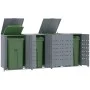 4-container gray steel trash shed 276x79x117 cm by , Waste container supports - Ref: Foro24-3279989, Price: 816,35 €, Discoun...