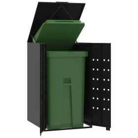 Black steel garbage container shed 69x79x117 cm by , Waste container supports - Ref: Foro24-4008424, Price: 240,50 €, Discoun...
