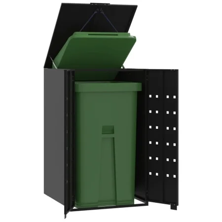 Black steel garbage container shed 69x79x117 cm by , Waste container supports - Ref: Foro24-4008424, Price: 240,50 €, Discoun...