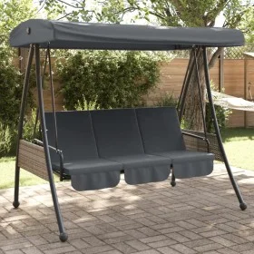 Garden swing bench with dark gray steel canopy by , Garden rockers - Ref: Foro24-4008898, Price: 269,56 €, Discount: %