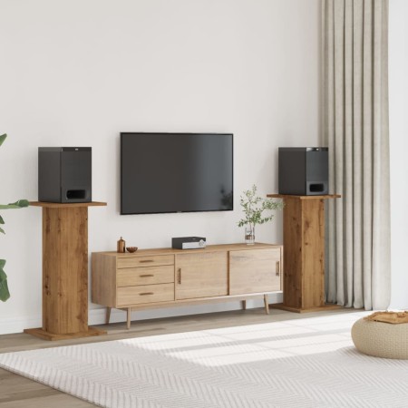 Soportes altavoces 2 uds madera roble artesano 30x30x95 cm de , Soportes para altavoces - Ref: Foro24-852680, Precio: 64,15 €