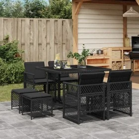 9-piece garden dining set with black synthetic rattan cushions by , Garden sets - Ref: Foro24-3210775, Price: 382,38 €, Disco...