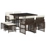 Garden dining set 9 pieces with brown synthetic rattan cushions by , Garden sets - Ref: Foro24-3210777, Price: 361,61 €, Disc...