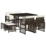 Set comedor para jardín 9 pzas y cojines ratán sintético marrón de , Conjuntos de jardín - Ref: Foro24-3210777, Precio: 399,0...