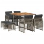Garden dining set 9 pieces and gray synthetic rattan cushions by , Garden sets - Ref: Foro24-3210782, Price: 432,50 €, Discou...