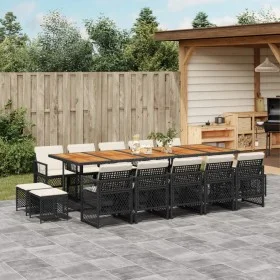Garden dining set with 15-piece black synthetic rattan cushions. by , Garden sets - Ref: Foro24-3210819, Price: 941,65 €, Dis...