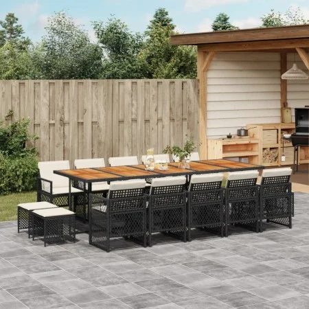 Garden dining set with 15-piece black synthetic rattan cushions. by , Garden sets - Ref: Foro24-3210819, Price: 941,65 €, Dis...