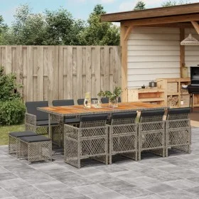 Garden dining set with 13-piece synthetic rattan gray cushions by , Garden sets - Ref: Foro24-3210806, Price: 813,58 €, Disco...