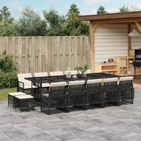 Garden dining set with 15-piece black synthetic rattan cushions. by , Garden sets - Ref: Foro24-3210810, Price: 871,82 €, Dis...
