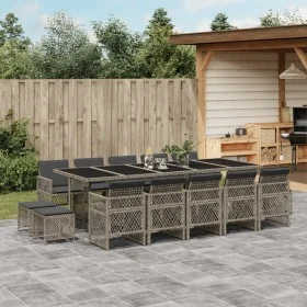 Garden dining set with 15-piece synthetic rattan gray cushions by , Garden sets - Ref: Foro24-3210812, Price: 888,41 €, Disco...