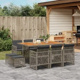 11-piece garden dining set with gray synthetic rattan cushions by , Garden sets - Ref: Foro24-3210794, Price: 586,57 €, Disco...