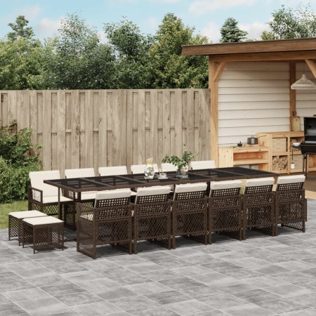 Garden furniture set 17 pieces and brown synthetic rattan cushions by , Garden sets - Ref: Foro24-3210825, Price: 923,68 €, D...