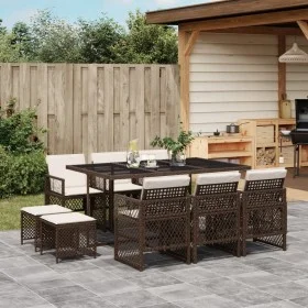 Garden dining set 11 pieces with brown synthetic rattan cushions by , Garden sets - Ref: Foro24-3210789, Price: 551,75 €, Dis...