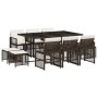 Garden dining set 11 pieces with brown synthetic rattan cushions by , Garden sets - Ref: Foro24-3210789, Price: 490,98 €, Dis...