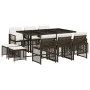 Garden dining set 11 pieces with brown synthetic rattan cushions by , Garden sets - Ref: Foro24-3210789, Price: 551,75 €, Dis...