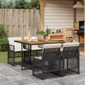 Gartenmöbel-Set, 5-teilig, mit schwarzen Polstern aus synthetischem Rattan von , Gartensets - Ref: Foro24-3210723, Preis: 323...