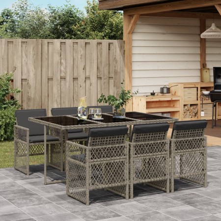 Set comedor jardín 7 pzas y cojines ratán sintético gris de , Conjuntos de jardín - Ref: Foro24-3210728, Precio: 395,32 €, De...