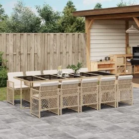 Garden dining set 11 pieces with beige synthetic rattan cushions by , Garden sets - Ref: Foro24-3210754, Price: 817,81 €, Dis...
