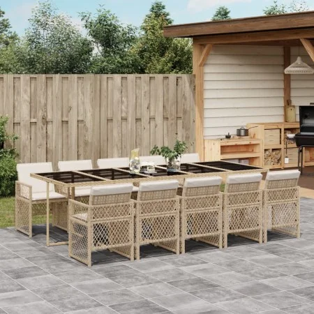 Garden dining set 11 pieces with beige synthetic rattan cushions by , Garden sets - Ref: Foro24-3210754, Price: 817,81 €, Dis...