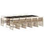 Set comedor de jardín 11 pzas con cojines ratán sintético beige