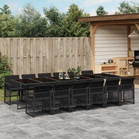 Garden dining set with 13-piece black synthetic rattan cushions by , Garden sets - Ref: Foro24-3210763, Price: 795,07 €, Disc...