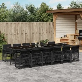 Garden dining set with 13-piece black synthetic rattan cushions by , Garden sets - Ref: Foro24-3210763, Price: 913,65 €, Disc...