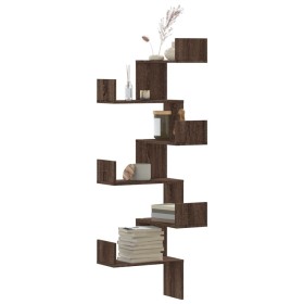 Corner wall shelf, brown oak wood, 45x45x147 cm by , Shelves and shelves - Ref: Foro24-852642, Price: 55,19 €, Discount: %