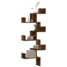Smoked oak wood corner wall shelf 45x45x147 cm by , Shelves and shelves - Ref: Foro24-852640, Price: 56,05 €, Discount: %