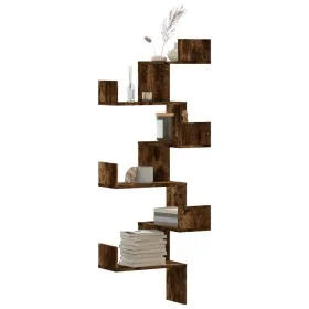 Smoked oak wood corner wall shelf 45x45x147 cm by , Shelves and shelves - Ref: Foro24-852640, Price: 54,97 €, Discount: %