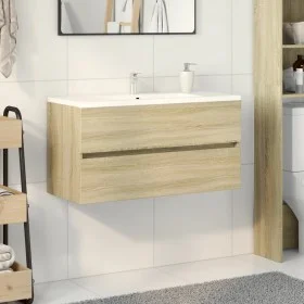 Waschbeckenunterschrank aus Eichen-Sonoma-Sperrholz, 90x38,5x45 cm. von , Badezimmermöbel - Ref: Foro24-849638, Preis: 49,94 ...
