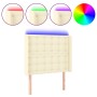 Cabecero con LED cuero sintético color crema 83x16x118/128 cm