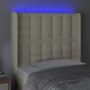 Cabecero con LED cuero sintético color crema 83x16x118/128 cm